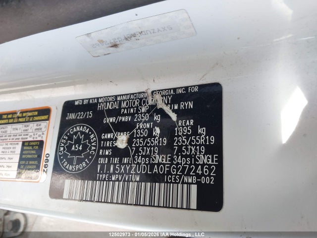 5XYZUDLA0FG272462 Hyundai Santa Fe Sport 2.0t Limited