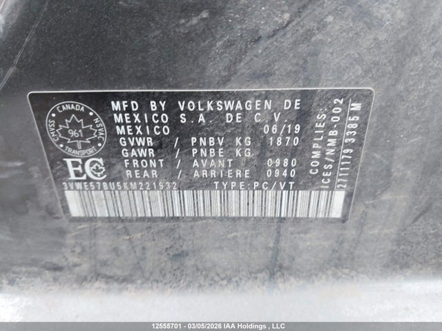 Volkswagen Jetta Highline 2019 3VWE57BU5KM221932 Image 18