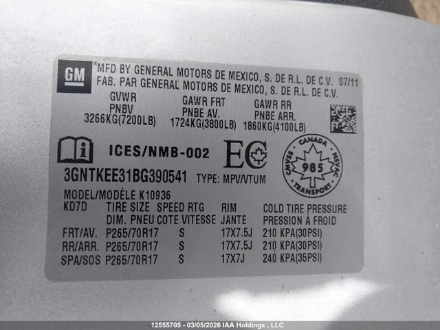 Aukcja sprzedaży 2011 Chevrolet Avalanche 1500 Ls, vin: 3GNTKEE31BG390541, numer aukcji: 12555705