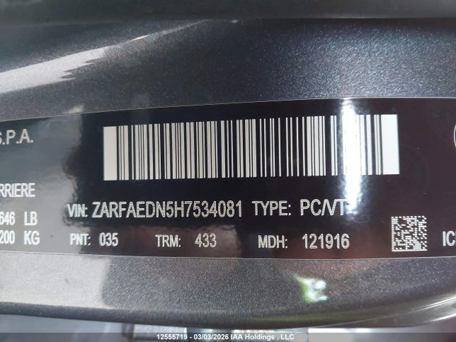 ZARFAEDN5H7534081 Alfa Romeo Giulia