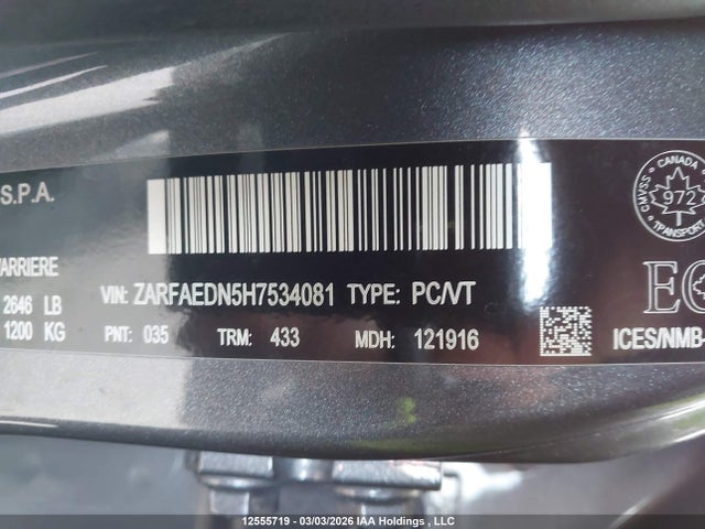 ZARFAEDN5H7534081 Alfa Romeo Giulia