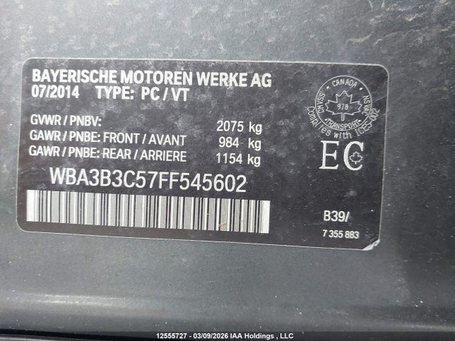Aukcja sprzedaży 2015 Bmw 328 Xi, vin: WBA3B3C57FF545602, numer aukcji: 12555727