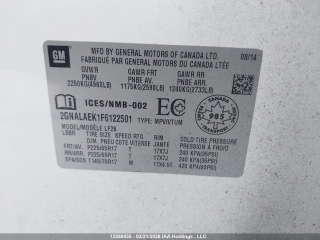 Chevrolet EQUINOX LS 2015 2GNALAEK1F6122501 Image 9
