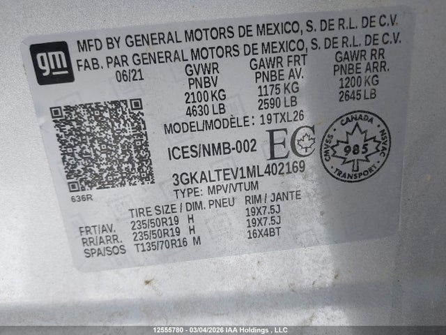 12555780 :رقم المزاد ، 3GKALTEV1ML402169 vin ، 2021 Gmc Terrain Sle مزاد بيع
