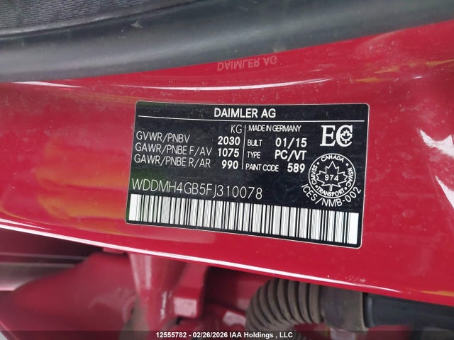 WDDMH4GB5FJ310078 Mercedes-Benz B 250 4matic Sports Tourer