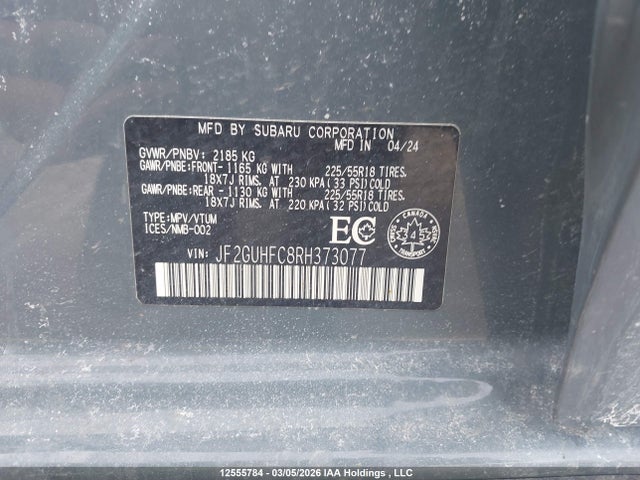 JF2GUHFC8RH373077 Subaru Crosstrek Onyx