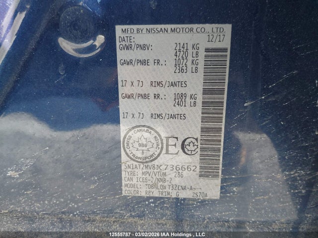 5N1AT2MV8JC736662 Nissan Rogue Midnight Edition/s/sl/sl W/propilot Assist/sv
