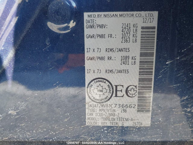 5N1AT2MV8JC736662 Nissan Rogue Midnight Edition/s/sl/sl W/propilot Assist/sv