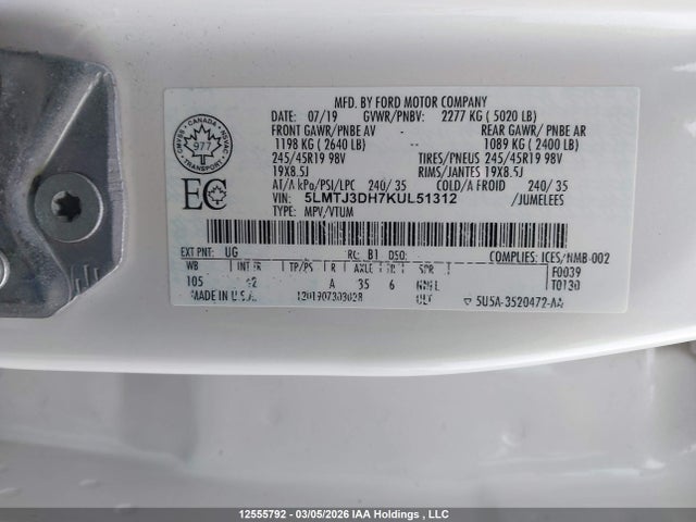 5LMTJ3DH7KUL51312 Lincoln Mkc Reserve