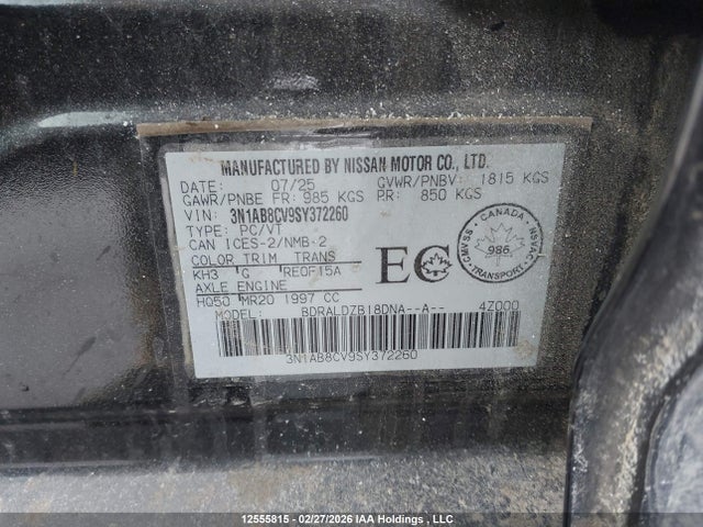 Aukcja sprzedaży 2025 Nissan Sentra Sv, vin: 3N1AB8CV9SY372260, numer aukcji: 12555815