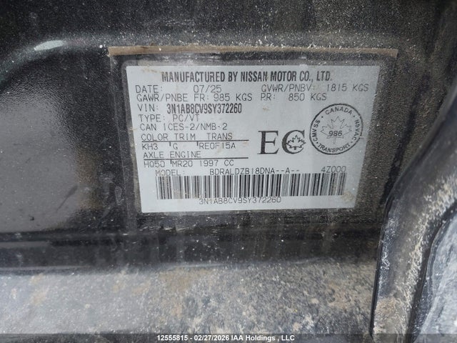 Aukcja sprzedaży 2025 Nissan Sentra Sv, vin: 3N1AB8CV9SY372260, numer aukcji: 12555815