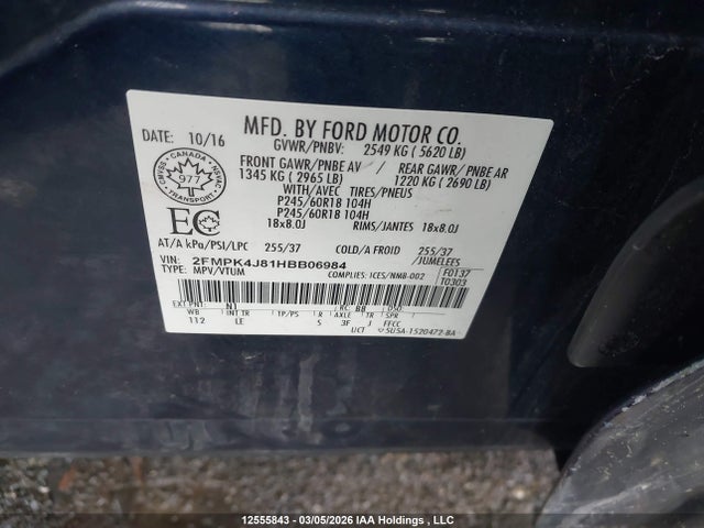 2017 Ford Edge Sel მანქანა იყიდება აუქციონზე, vin: 2FMPK4J81HBB06984, აუქციონის ნომერი: 12555843