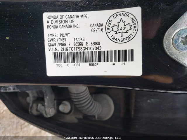 2016 Honda Civic Sedan მანქანა იყიდება აუქციონზე, vin: 2HGFC1F98GH107043, აუქციონის ნომერი: 12555849