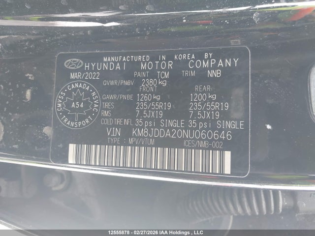 Продажа на аукционе авто 2022 Hyundai Tucson Hybrid, vin: KM8JDDA20NU060646, номер лота: 12555878