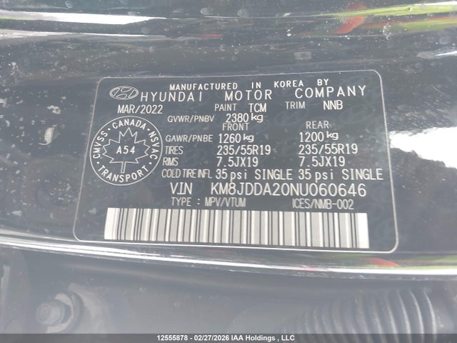 Продажа на аукционе авто 2022 Hyundai Tucson Hybrid, vin: KM8JDDA20NU060646, номер лота: 12555878
