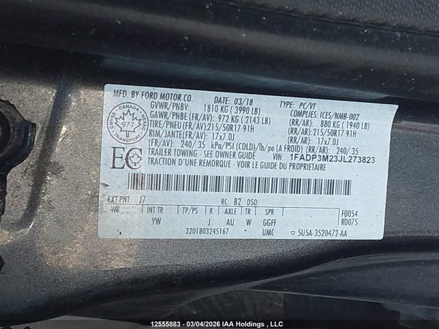 1FADP3M23JL273823 Ford Focus