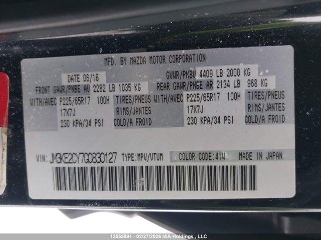JM3KE2CY7G0830127 Mazda Cx-5 Touring