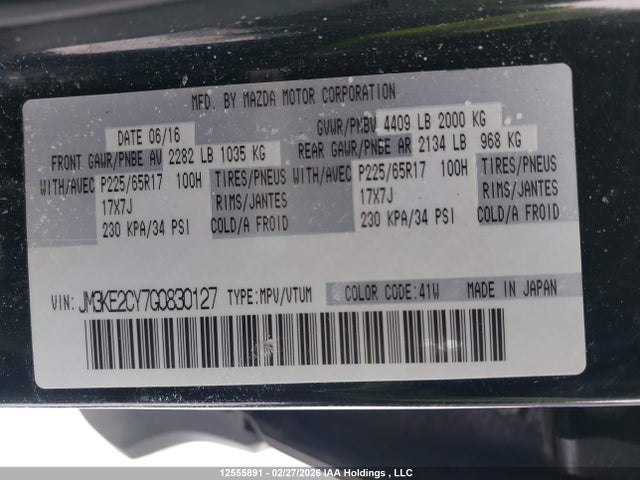 JM3KE2CY7G0830127 Mazda Cx-5 Touring