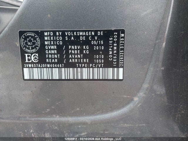3VW637AJ0FM404467 Volkswagen Jetta Turbocharged Hybrid