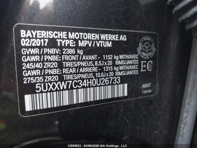 5UXXW7C34H0U26733 BMW X4 M40i