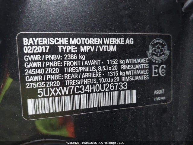 5UXXW7C34H0U26733 BMW X4 M40i