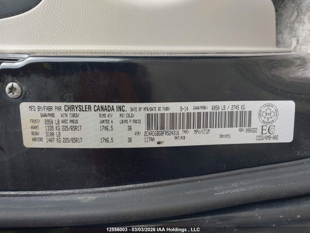 Aukcja sprzedaży 2015 Dodge Grand Caravan Se/sxt, vin: 2C4RDGBG8FR524316, numer aukcji: 12556003