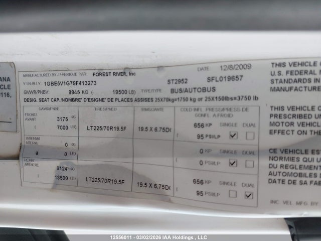 12556011 :رقم المزاد ، 1GBE5V1G79F413273 vin ، 2009 Chevrolet Cc5500 مزاد بيع