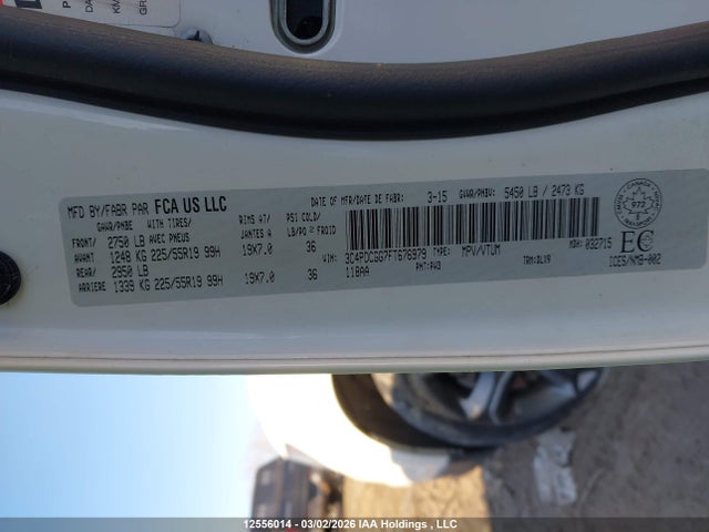Продажа на аукционе авто 2015 Dodge Journey Crossroad, vin: 3C4PDCGG7FT676979, номер лота: 12556014