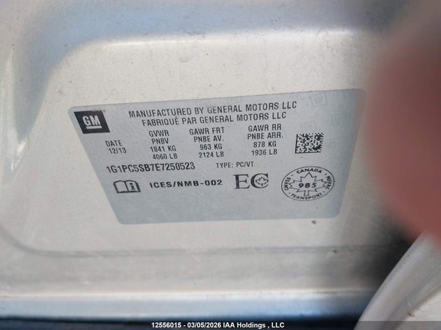 Aukcja sprzedaży 2014 Chevrolet Cruze 1lt, vin: 1G1PC5SB7E7250523, numer aukcji: 12556015