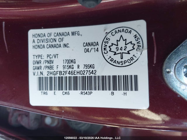 2HGFB2F46EH027542 Honda Civic Lx