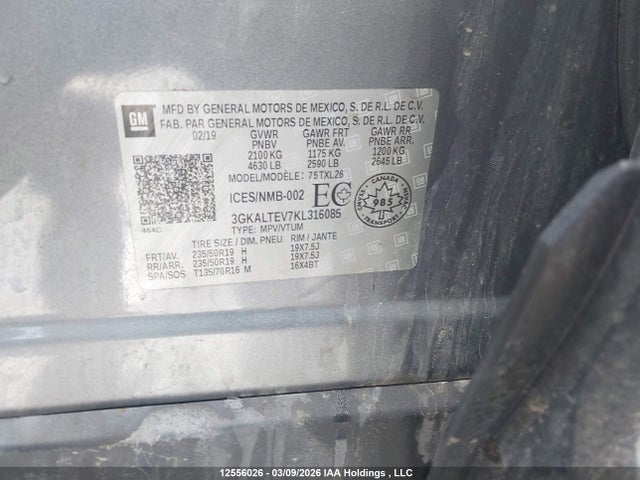 Aukcja sprzedaży 2019 Gmc Terrain Sle, vin: 3GKALTEV7KL316085, numer aukcji: 12556026