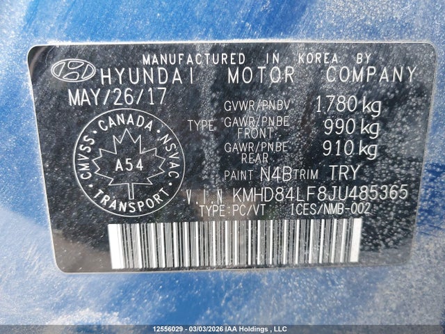KMHD84LF8JU485365 Hyundai ELANTRA GL