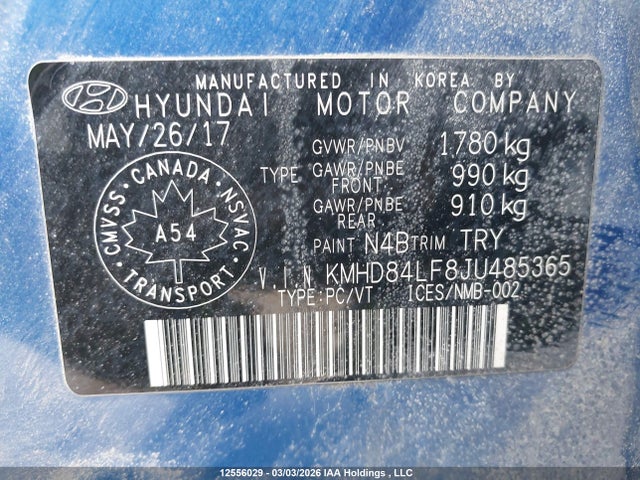 KMHD84LF8JU485365 Hyundai ELANTRA GL