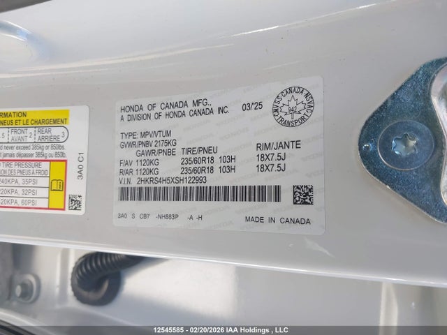 2HKRS4H5XSH122993 Honda Cr-v Sport
