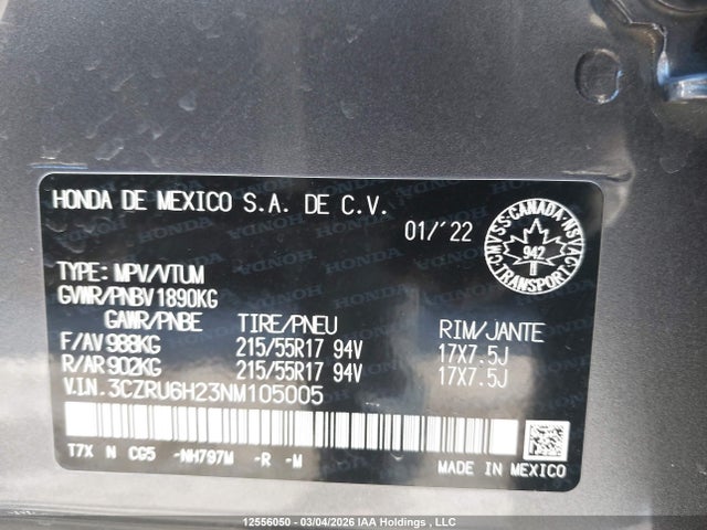 3CZRU6H23NM105005 Honda HR-V SPORT