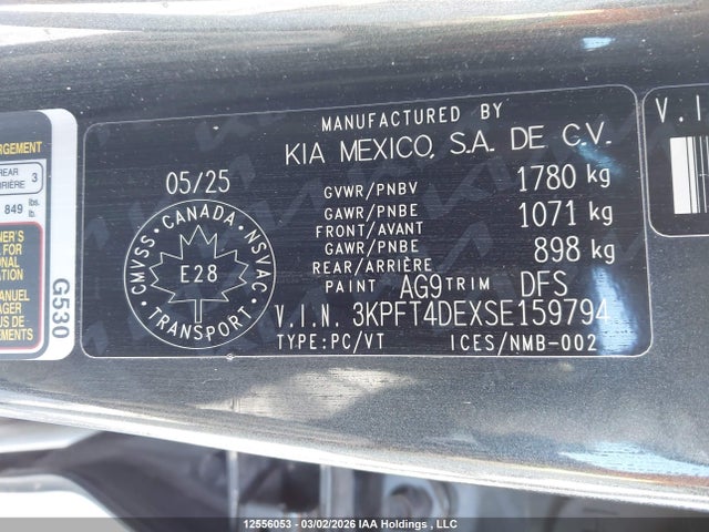 Aukcja sprzedaży 2025 Kia K4 Lx/lxs, vin: 3KPFT4DEXSE159794, numer aukcji: 12556053