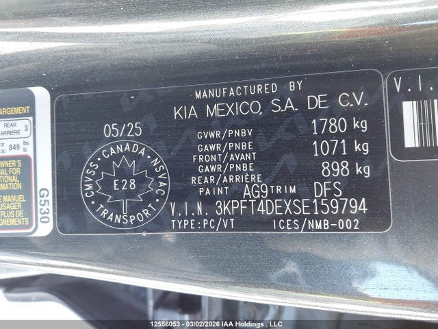 Aukcja sprzedaży 2025 Kia K4 Lx/lxs, vin: 3KPFT4DEXSE159794, numer aukcji: 12556053
