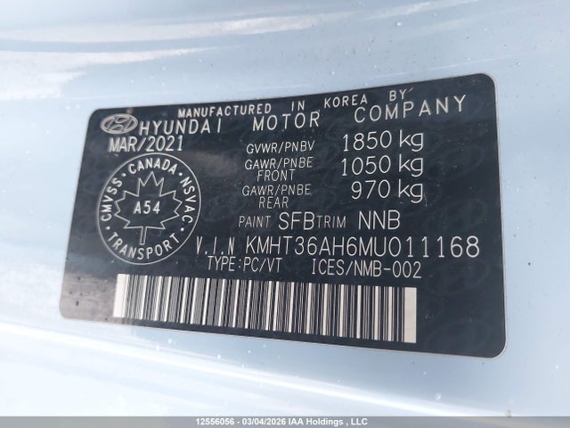 KMHT36AH6MU011168 Hyundai Veloster N Manual