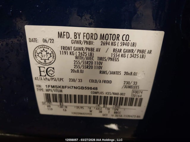 Ford Explorer Limited 2022 1FMSK8FH7NGB59848 Image 18