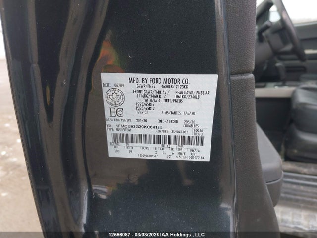 Aukcja sprzedaży 2009 Ford Escape Xlt, vin: 1FMCU93G29KC64154, numer aukcji: 12556087
