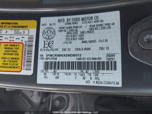 3FMCR9BNXSRE90512 Ford Bronco Sport Big Bend