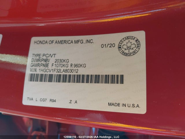 1HGCV1F32LA803012 Honda Accord Sport 1.5t