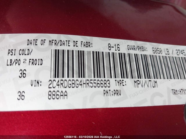 2C4RDGBG4HR556683 Dodge Grand Caravan Cvp/sxt