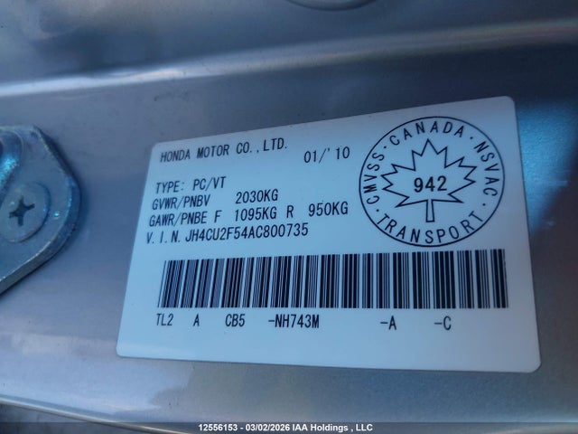 Aukcja sprzedaży 2010 Acura Tsx, vin: JH4CU2F54AC800735, numer aukcji: 12556153