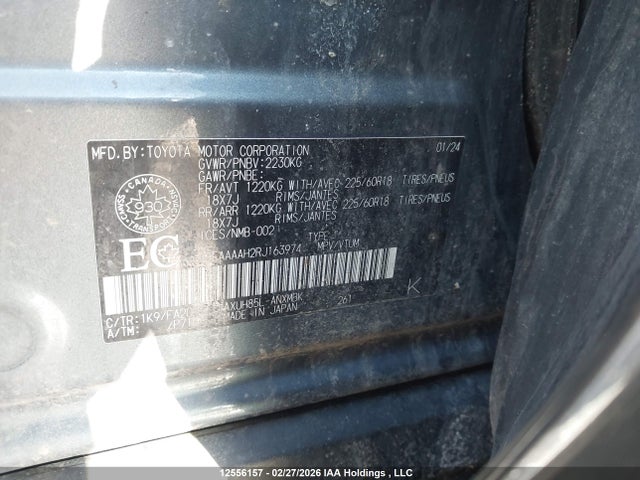 12556157 :رقم المزاد ، JTEAAAAH2RJ163974 vin ، 2024 Toyota Venza Le مزاد بيع