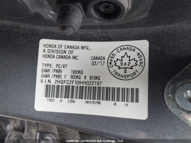 Продажа на аукционе авто 2017 Honda Civic Lx, vin: 2HGFC2F59HH022197, номер лота: 12556169