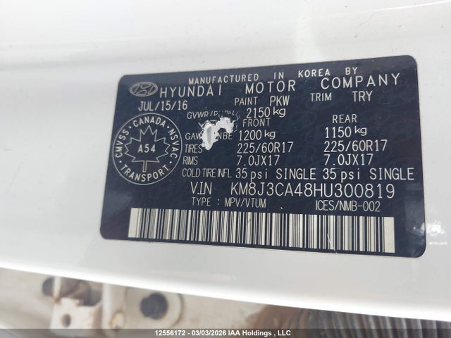KM8J3CA48HU300819 Hyundai Tucson