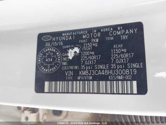 KM8J3CA48HU300819 Hyundai Tucson