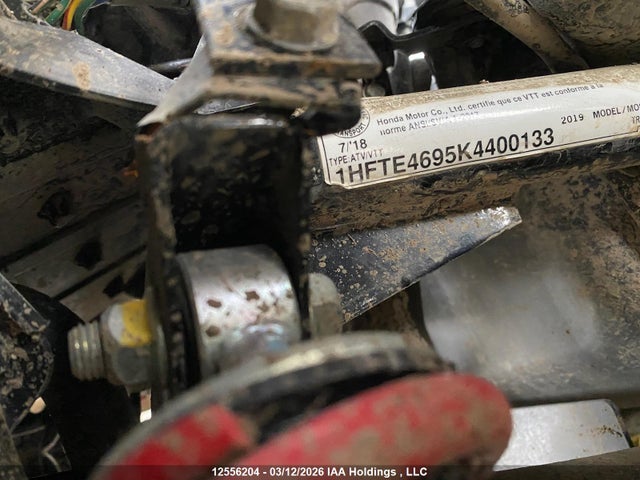 2019 Honda Trx500 Fa მანქანა იყიდება აუქციონზე, vin: 1HFTE4695K4400133, აუქციონის ნომერი: 12556204