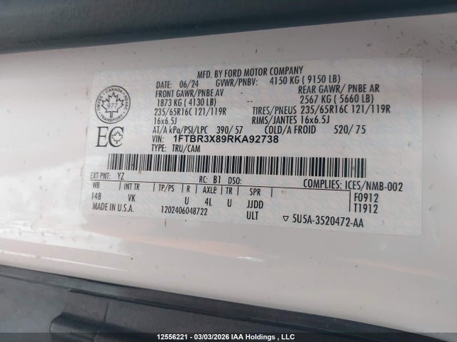 1FTBR3X89RKA92738 Ford Transit T-250